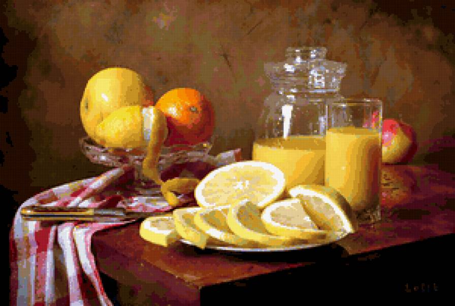 натюрморт на кухню - на кухню, натюрморт, фрукты - предпросмотр