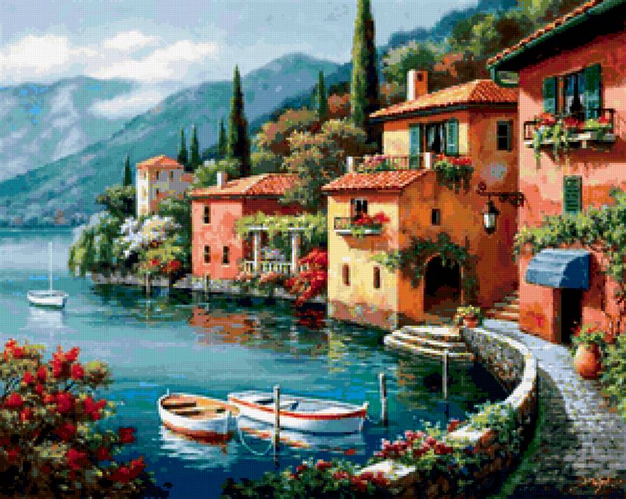 морской пейзаж - дома, лето, вода, море, крым - предпросмотр