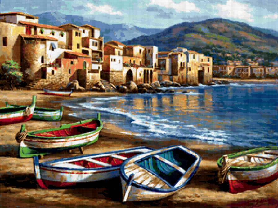 морской пейзаж - вода, море, крым, дома, лето - предпросмотр