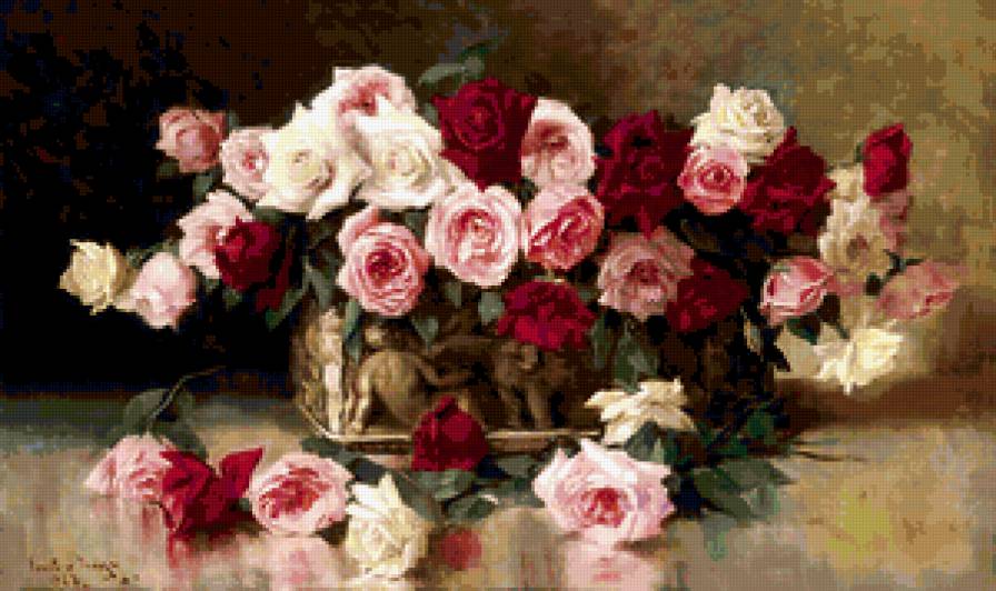№388606 - букет, цветы, розы, натюрморт, живопись - предпросмотр