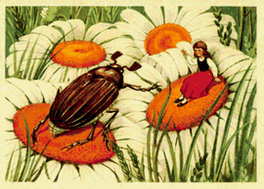 дюймовочка - сказки, детям, жук, дети, иллюстрации, для детей, девочка - предпросмотр