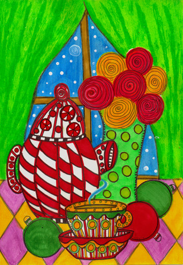 для кухни - кофейник, чашечка - оригинал