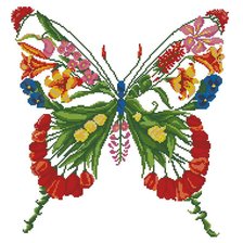 Оригинал схемы вышивки «бабочка из цветов» (№388750)