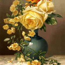 Оригинал схемы вышивки «розы в вазе» (№388763)