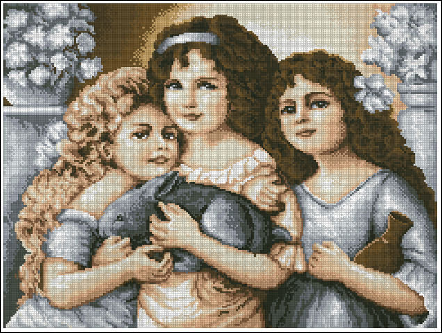 девочки с кроликом - дети - оригинал