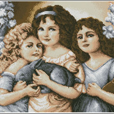 Схема вышивки «девочки с кроликом»