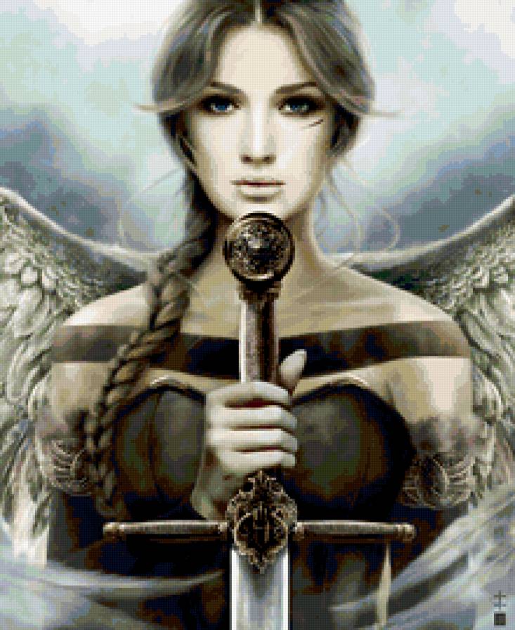 Ангел правосудия - девушка, фентези, крылья, ангел, мечь - предпросмотр