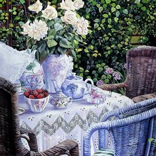 Оригинал схемы вышивки «чаепитие в саду» (№389049)