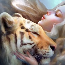 Схема вышивки «тигр девушка»