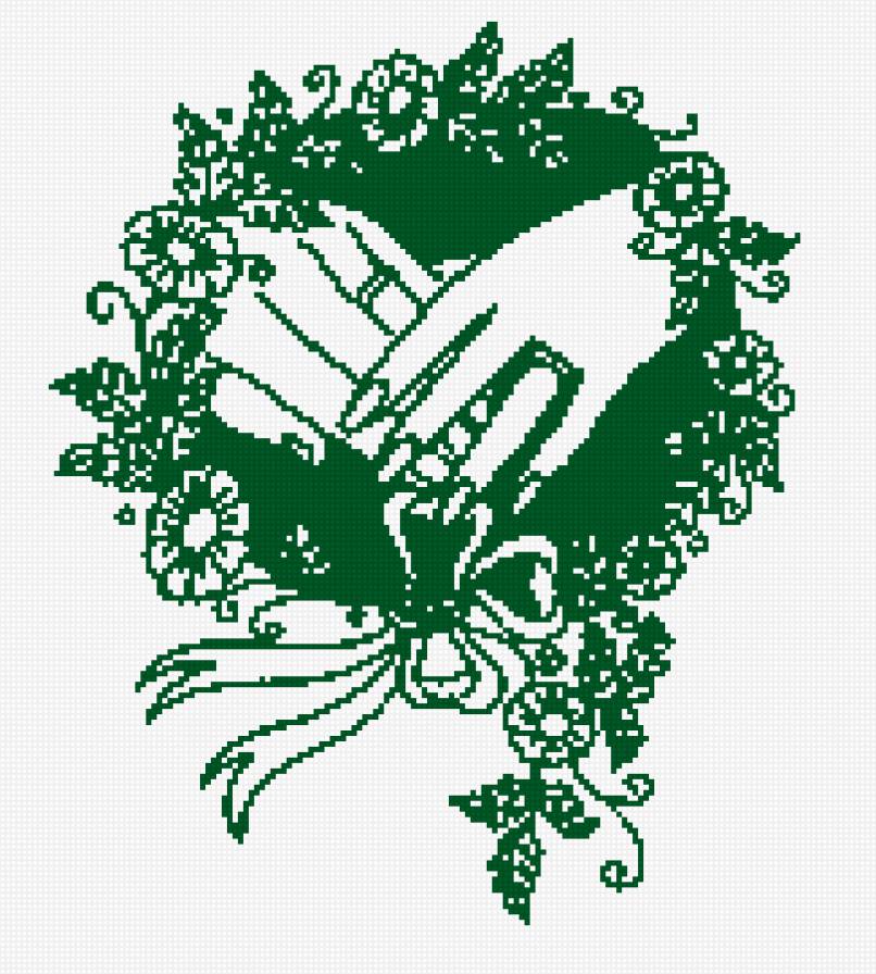 Подушечка для колец (зеленый стиль) - предпросмотр