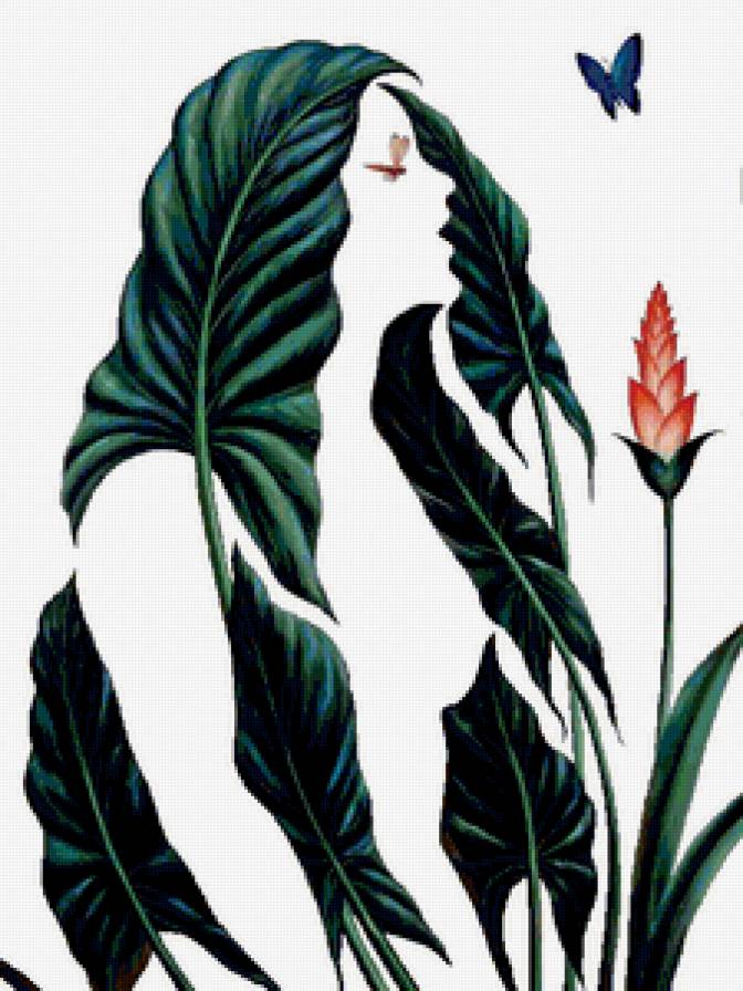 Woman and leaves - девушка, листья, октавио окампо, иллюзия - предпросмотр