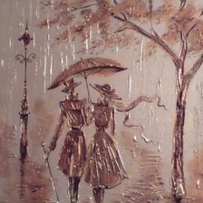 Оригинал схемы вышивки «Пара под зонтом картина» (№389316)