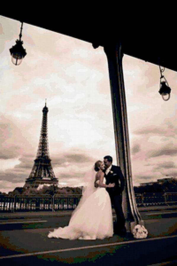 Свадьба в Париже - свадьба, париж, невеста, жених - предпросмотр