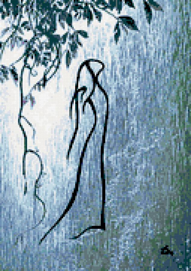 худ.татьяна марковцева - под дождем, девушка, силуэт - предпросмотр