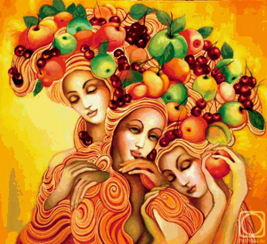 Плоды лета - лето, яблоки. черешня, красота женщины - предпросмотр