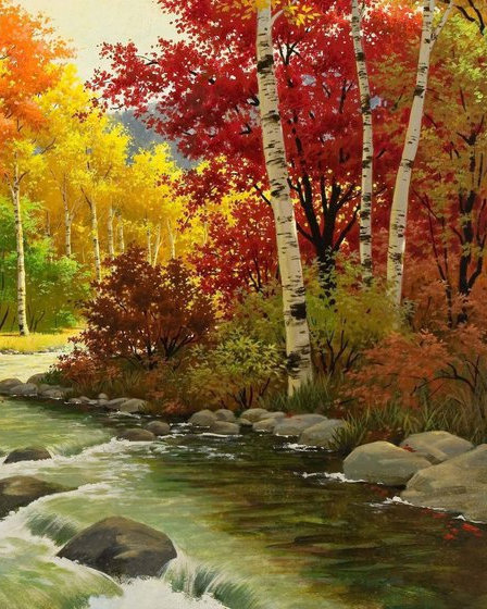 Краски осени - осень, ручей, пейзаж, лес - оригинал