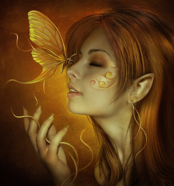Девушка и бабочка - оригинал