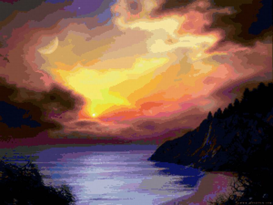 Красивый закат - вода, море, закат, красиво, природа, пейзаж - предпросмотр