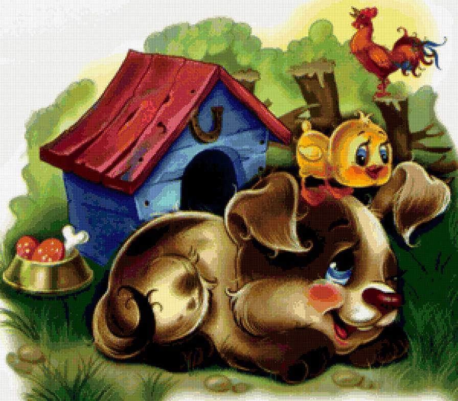 щенок и цыпленок - детская - предпросмотр