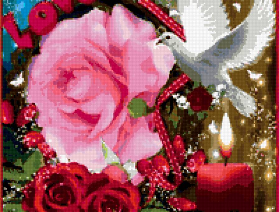 роза и голубь - цветы - предпросмотр