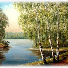 Схема вышивки «березы у реки»