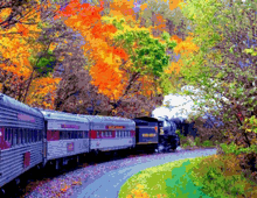 Поезд в сказку - паровоз, поезд, осень - предпросмотр