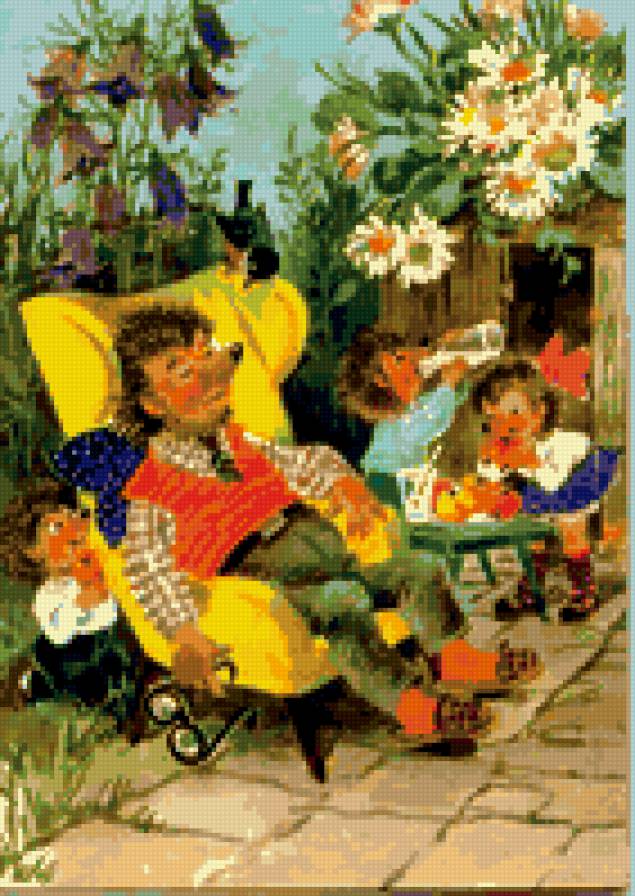 Серия ёжики "Пока дедушка спит" - семья ежиков, немецкие открытки - предпросмотр