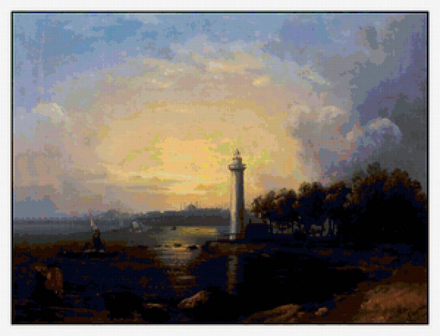 Маяк - закат, маяк, пейзаж, море, берег - предпросмотр