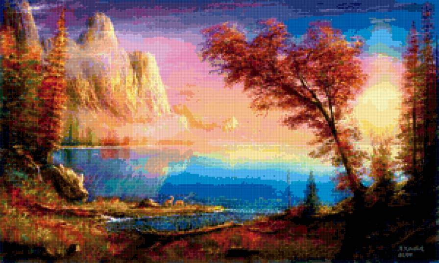 Осень в горах - озеро, осень, горы, пейзаж, природа - предпросмотр