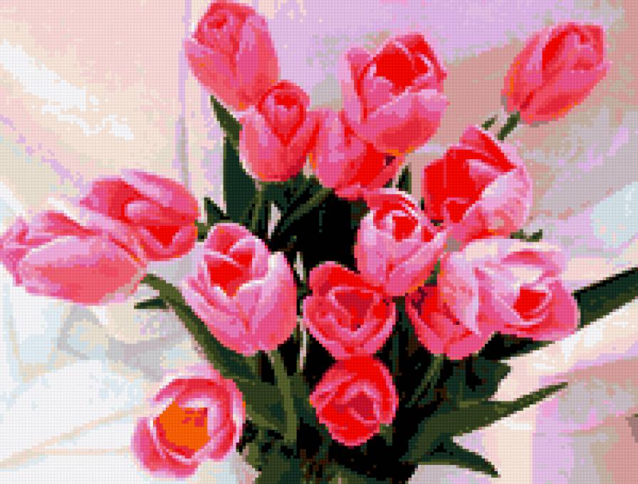 розовый букет - тюльпаны - предпросмотр