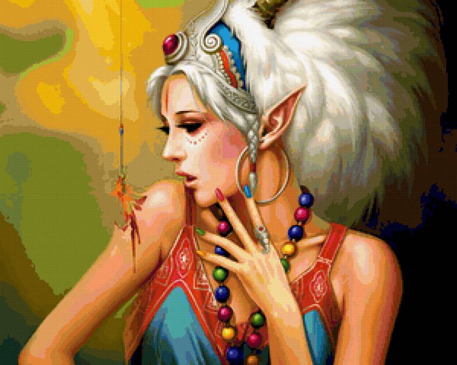 девушка с перьями - фентази - предпросмотр