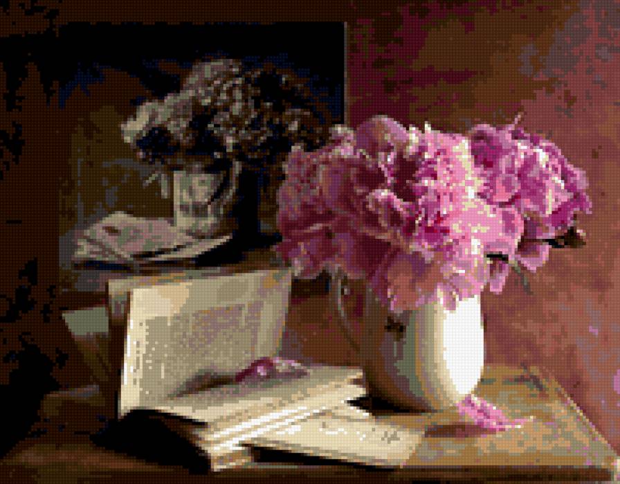 Натюрморт1 - цветы, книга - предпросмотр