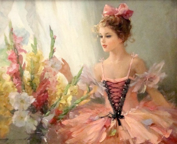 Подарок балерине - цветы, девушка, женский образ, гладиолусы, балерина - оригинал
