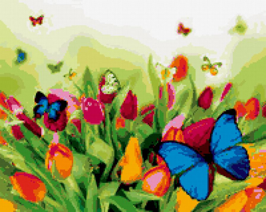 бабочки - бабочки поле цветы - предпросмотр