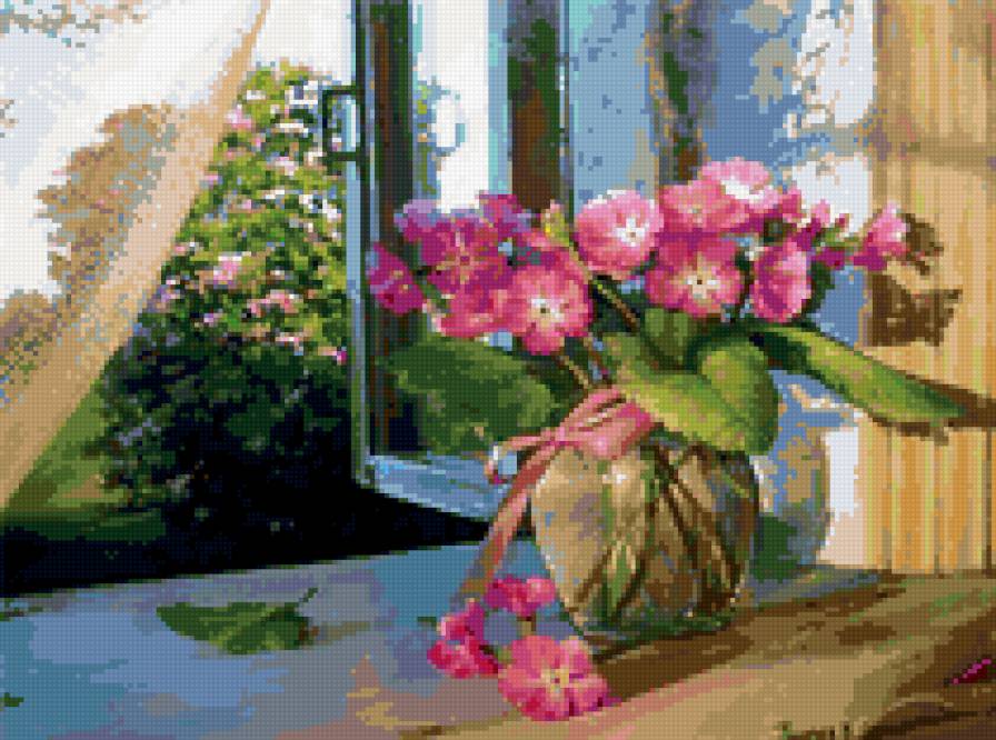 худ.вячеслав палачев - подоконник, цветы - предпросмотр