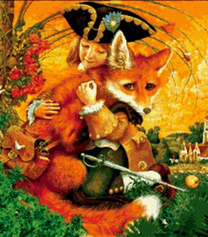 маленький принц и лис - сказка, шпага, цветы, мальчик, лиса, ребенок, детям - предпросмотр