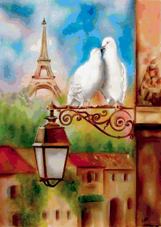 К берегам твоей красоты - фанарь, париж, голуби, эфельева башня - предпросмотр