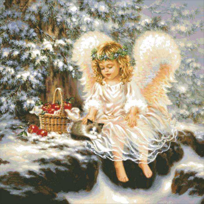 Ангелочек - ангел, зима, елка, девочка, новый год - оригинал