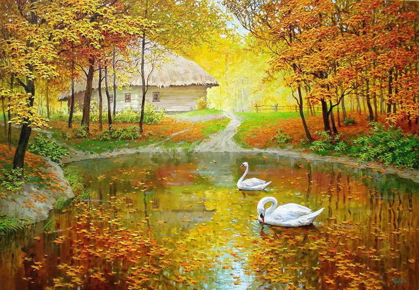 лебеди на озере - оригинал