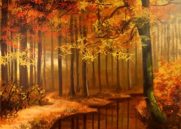 картина - речка, природа, пейзаж, осень - оригинал