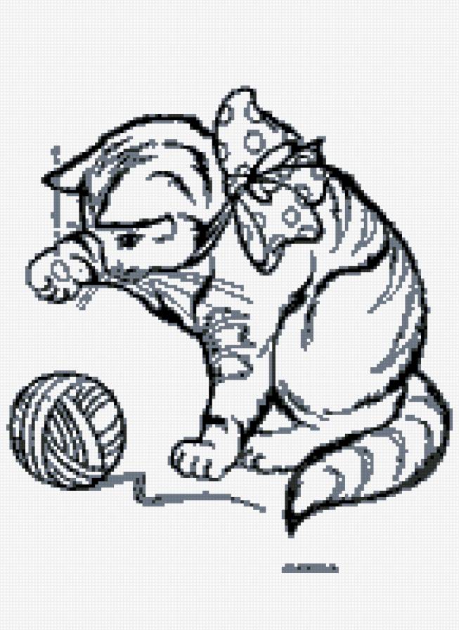 кошка с мячиком - кошка - предпросмотр