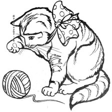 Оригинал схемы вышивки «кошка с мячиком» (№393432)