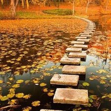 Схема вышивки «Каменная дорожка в озере.Польша.»