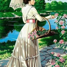 Схема вышивки «женщина с розами»