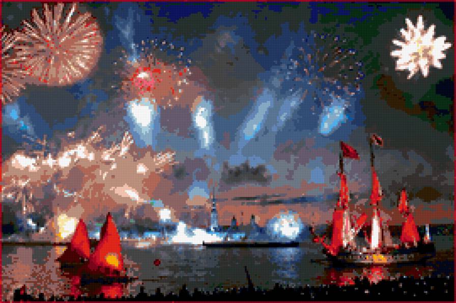 алые паруса - паруса, салют, корабль - предпросмотр