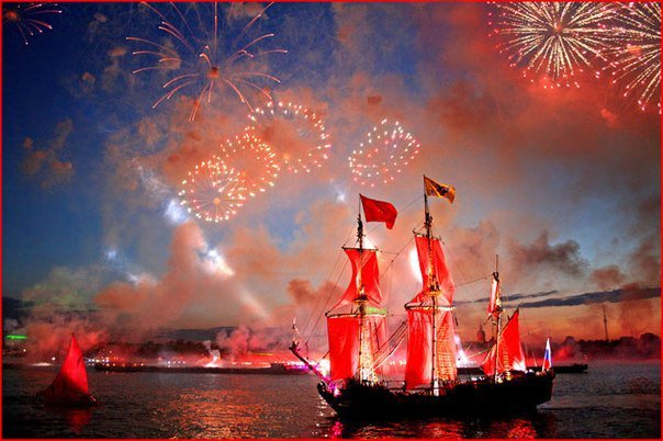 алые паруса - корабль, паруса, салют - оригинал