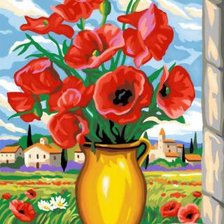 Схема вышивки «маки в вазе»