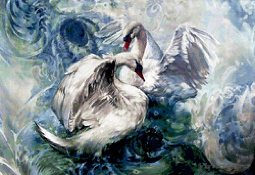 лебеди 2 - птицы, любовь, лебеди, пара - предпросмотр