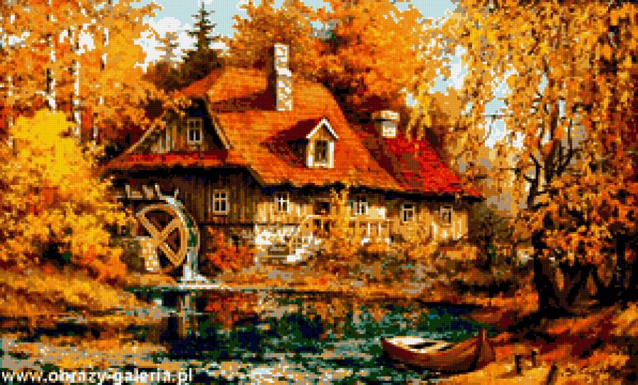 мельница - осень, пейзаж - предпросмотр