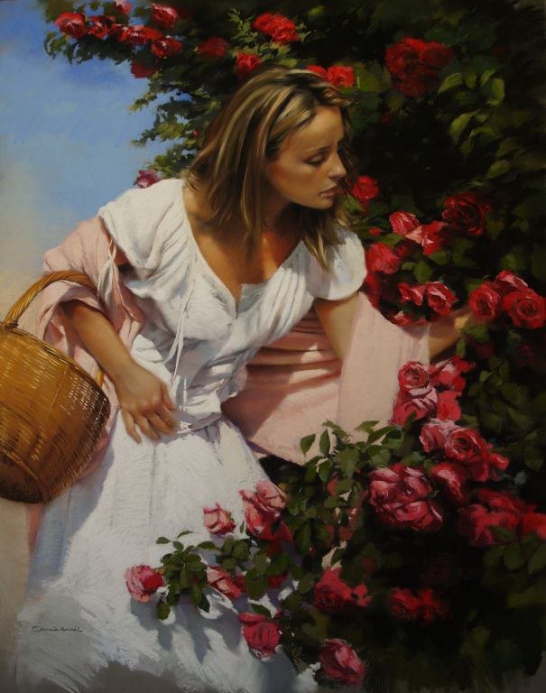 Девушка в саду - девушка, женщина, женский образ - оригинал